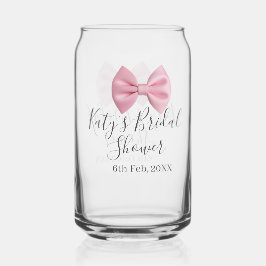 Vaso Con Forma De Lata Nombre fecha de la ducha nupcial con lazo rosa pas