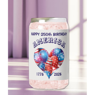 Vaso Con Forma De Lata Nombre    Feliz Cumpleaños América Corazón de Glob