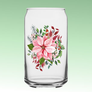 Vaso Con Forma De Lata Nombre, Hermoso Faro de Poinsettia Rosa 16oz