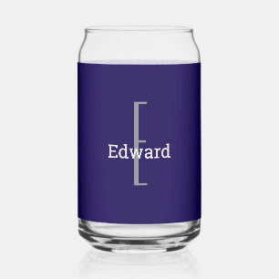 Vaso Con Forma De Lata Nombre inicial Bebida azul de la Marina Oscura p