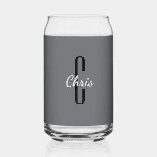 Vaso Con Forma De Lata Nombre inicial | Bebida gris de carbón
