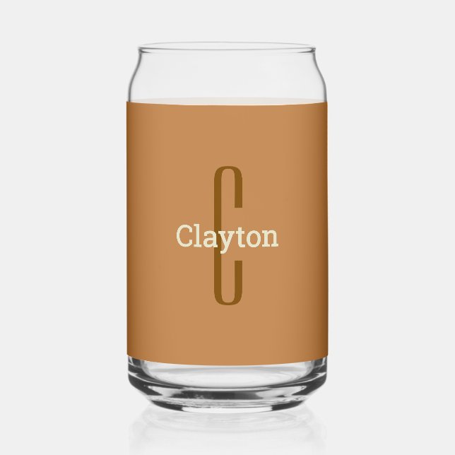 Vaso Con Forma De Lata Nombre inicial | Cobre masculino y bebida marrón (Anverso)