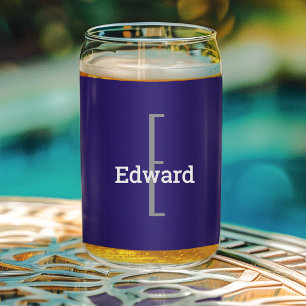 Vaso Con Forma De Lata Nombre Inicial   Vaso de Lata de Bebida Azul Marin