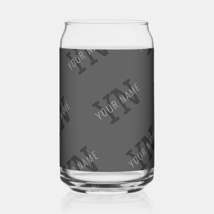 Vaso Con Forma De Lata Nombre monogramado gris oscuro en mosaico moderno/