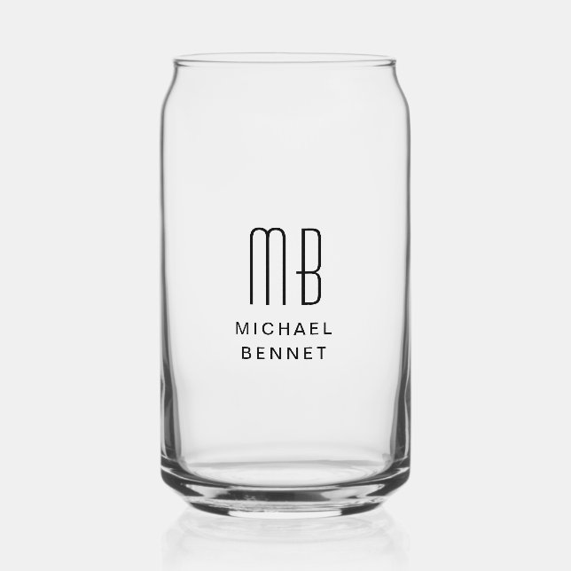 Vaso Con Forma De Lata Nombre Monogramado Moderno (Anverso)