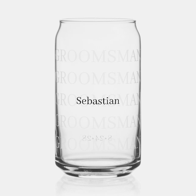 Vaso Con Forma De Lata Nombre para añadir al Groomsman (Anverso)