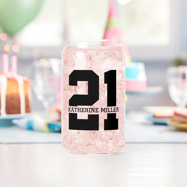 Vaso Con Forma De Lata Nombre personalizado 21º cumpleaños moderno (Insitu (Cumpleaños))