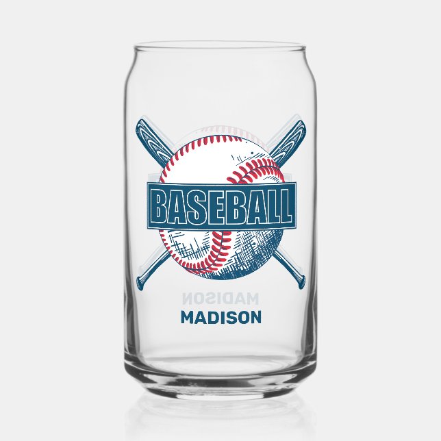 Vaso Con Forma De Lata Nombre personalizado Béisbol (Reverso )