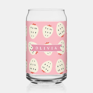 Vaso Con Forma De Lata Nombre Personalizado de Fresa Rosa Lindo para Chic