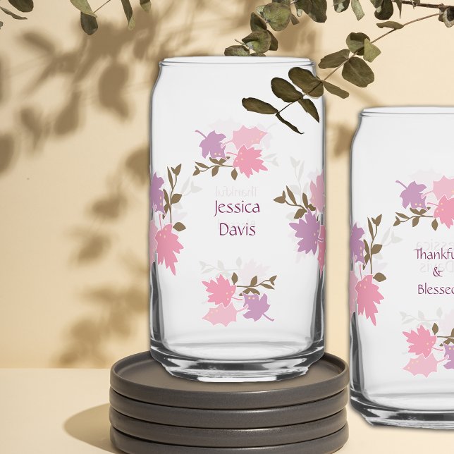 Vaso Con Forma De Lata Nombre personalizado de las hojas de otoño rosadas (Subido por el creador)