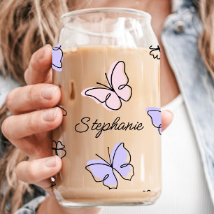 Vaso Con Forma De Lata Nombre personalizado de mariposa