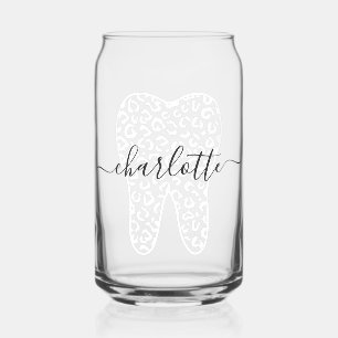 Vaso Con Forma De Lata Nombre personalizado Dental Leopard Print Tooth Gi