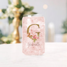 Nombre personalizado letra G Lámina de oro rosas r