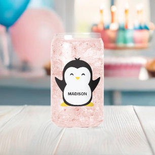 Vaso Con Forma De Lata Nombre personalizado pingüino lindo