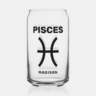 Vaso Con Forma De Lata Nombre personalizado / Rótulo de texto Zodiaco Pis