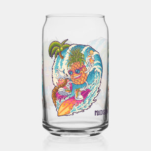 Vaso Con Forma De Lata Nombre personalizado Surfing Pineapple