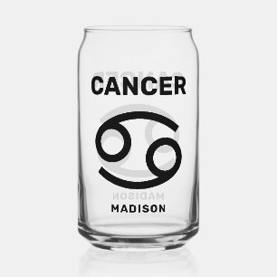 Vaso Con Forma De Lata Nombre personalizado / Texto Cáncer de Rótulo Zodi