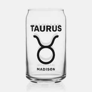 Vaso Con Forma De Lata Nombre personalizado / Texto Tauro de Rótulo Zodia