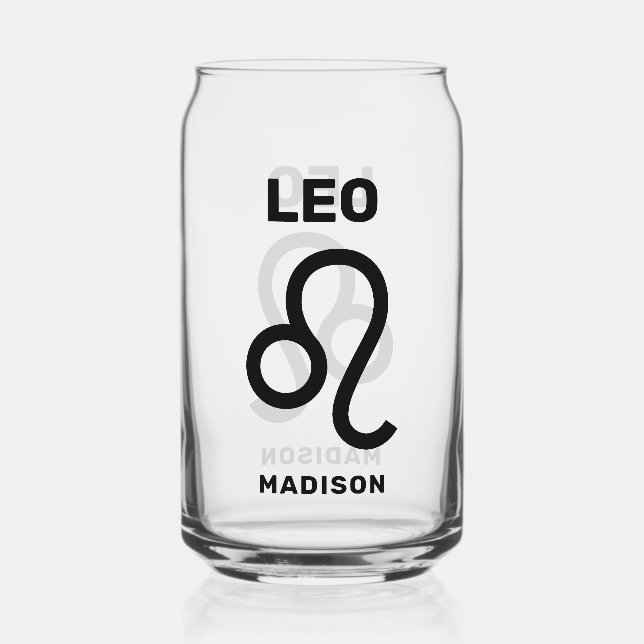 Vaso Con Forma De Lata Nombre personalizado / Texto Zodiac Rótulo Leo (Anverso)