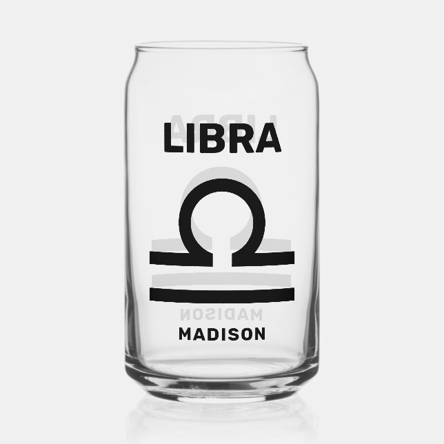 Vaso Con Forma De Lata Nombre personalizado / Texto Zodiac Rótulo Libra (Anverso)