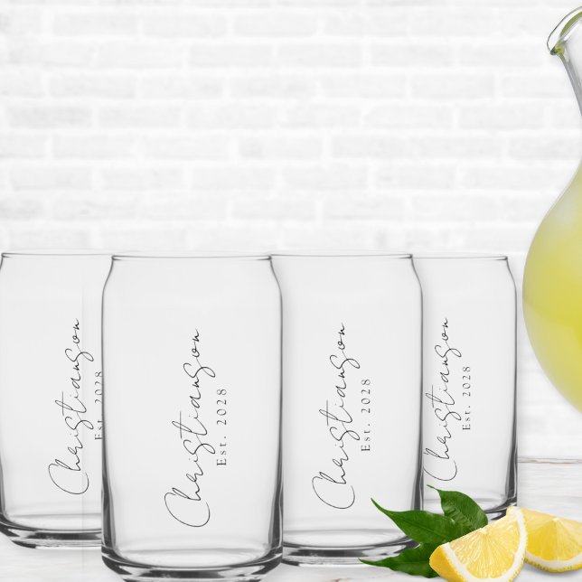 Vaso Con Forma De Lata Nombre personalizado y año (Custom Can Glasses available individually or as a set of two or four glasses.)