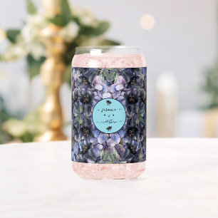 Vaso Con Forma De Lata Nombres de Parejas Clásicas Bodas Florales Negras
