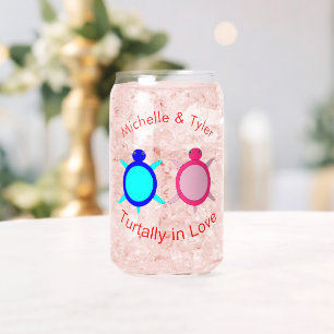 Vaso Con Forma De Lata Nombres personalizados de pareja de tortugas