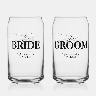 Vaso Con Forma De Lata Novia Novio Escritura Moderna Boda
