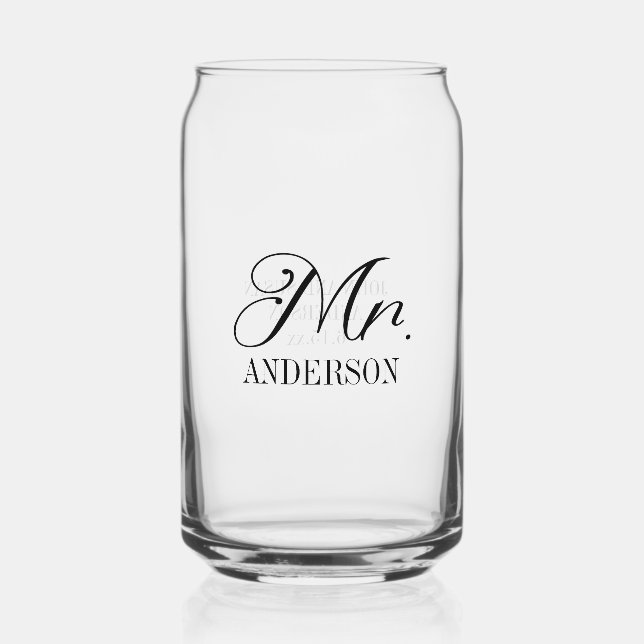 Vaso Con Forma De Lata Novio Recepción de Boda Personalizada (Anverso)