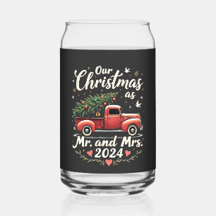 Vaso Con Forma De Lata Nuestra Navidad como Sr y Sra 2024 Parejas a juego