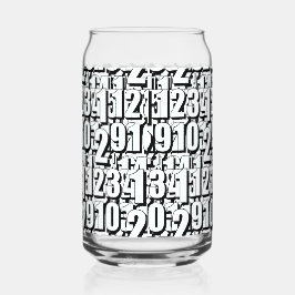 Vaso Con Forma De Lata Números Negro Blanco