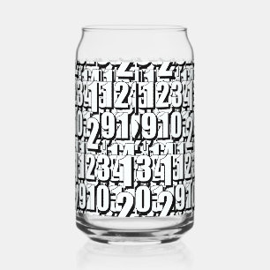 Vaso Con Forma De Lata Números Negro Blanco