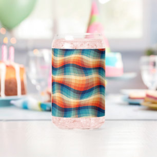 Vaso Con Forma De Lata Olas Vintage Retro Coloridas