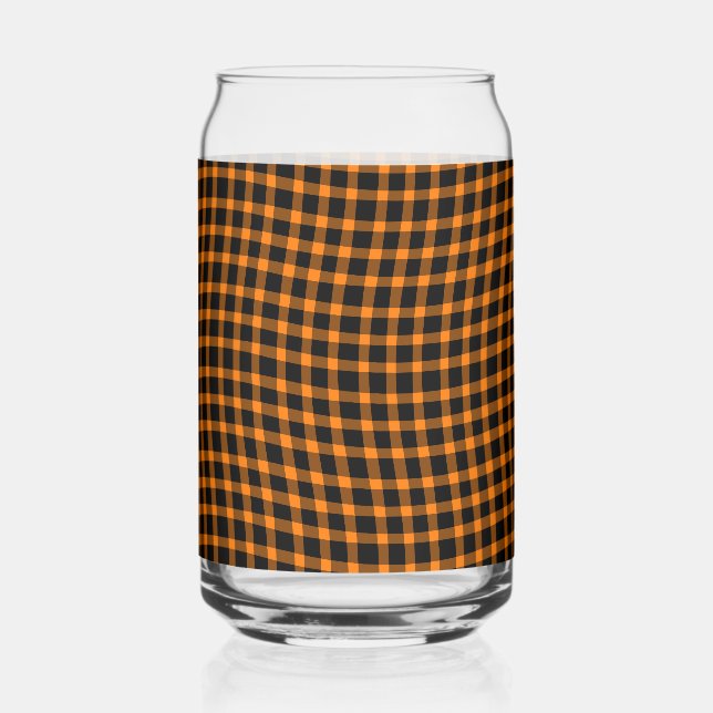 Vaso Con Forma De Lata Orange Brown Plaid Checker Seamless Pattern (Anverso)