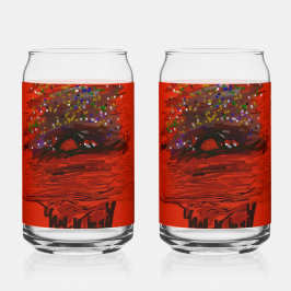 Vaso Con Forma De Lata Orange Moon Landscape