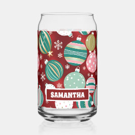 Vaso Con Forma De Lata Ornamentos de Navidad retro vintage y copos de nie