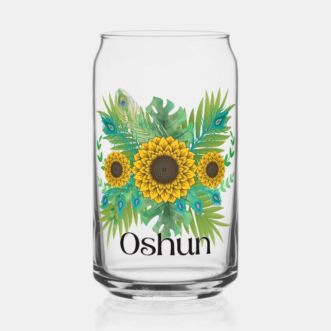 Vaso Con Forma De Lata Oshun Goddess Sunflowers (Anverso)