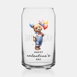 Vaso Con Forma De Lata Oso de Acuarela Personalizado Lindo Día de San Val