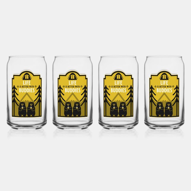 Vaso Con Forma De Lata Osos Y Cerveza Canadá (Anverso)