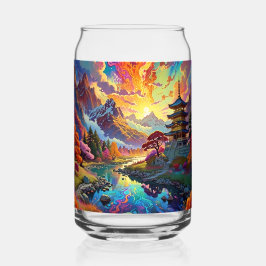 Vaso Con Forma De Lata Pagoda y el Paisaje Colorido de Cerveza Can