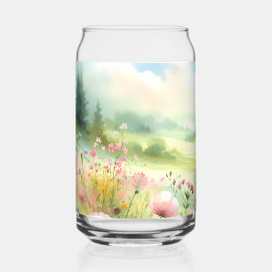 Vaso Con Forma De Lata Paisaje de pradera de flores silvestres pastel