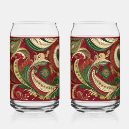 Vaso Con Forma De Lata Paisley Burgundy Soda Glass
