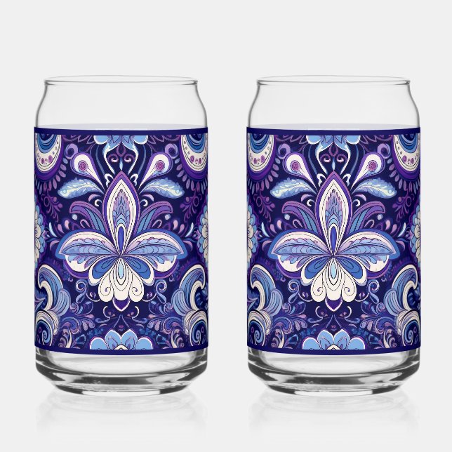 Vaso Con Forma De Lata Paisley Royal Blue Soda Glass (Anverso)