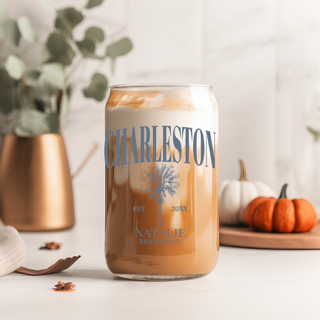 Vaso Con Forma De Lata Palm Trees de Lujo Charleston Bachelorette Costera (Subido por el creador)