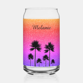 Vaso Con Forma De Lata Palm Trees Esparkly Personalizadas