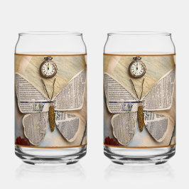 Vaso Con Forma De Lata Paper Butterfly Soda Glass