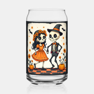 Vaso Con Forma De Lata Pareja de esqueletos adorables de Halloween en nar