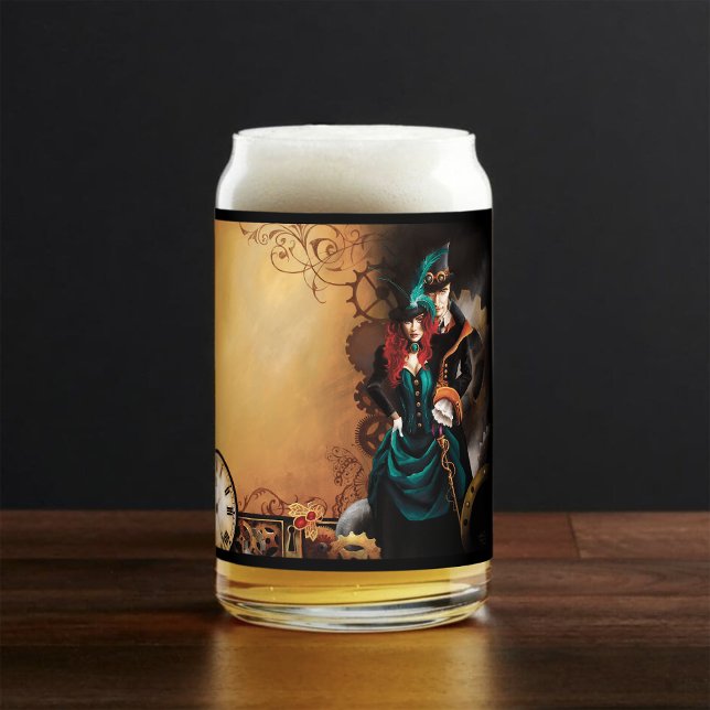 Vaso Con Forma De Lata Pareja Victoriana Steampunk Elegancia Romance (Subido por el creador)