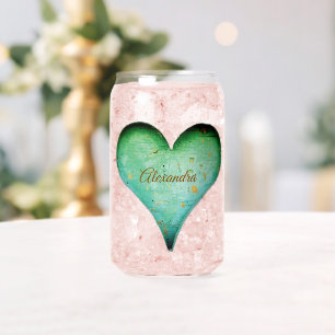 Vaso Con Forma De Lata Parejas/Cualquier Nombre Corazón Rústico