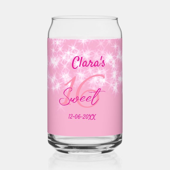 Vaso Con Forma De Lata Pastel bebé rosa dulce 16 cumpleaños agregar nombr (Anverso)